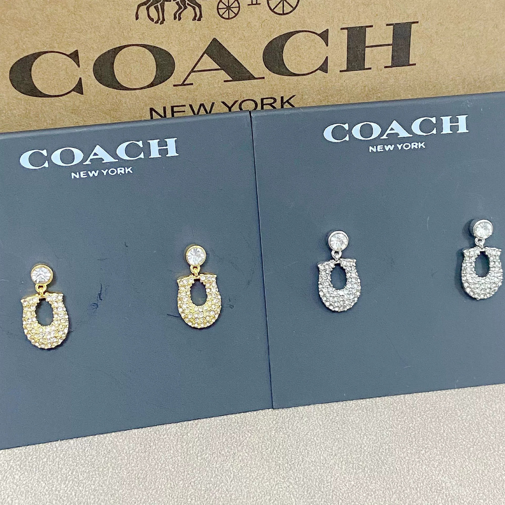 Coach Full Diamond Letter Earrings